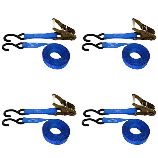 711086BL-PK 1 x 10 Standard Ratchet Strap With S-Hooks 4-Pack - Blue