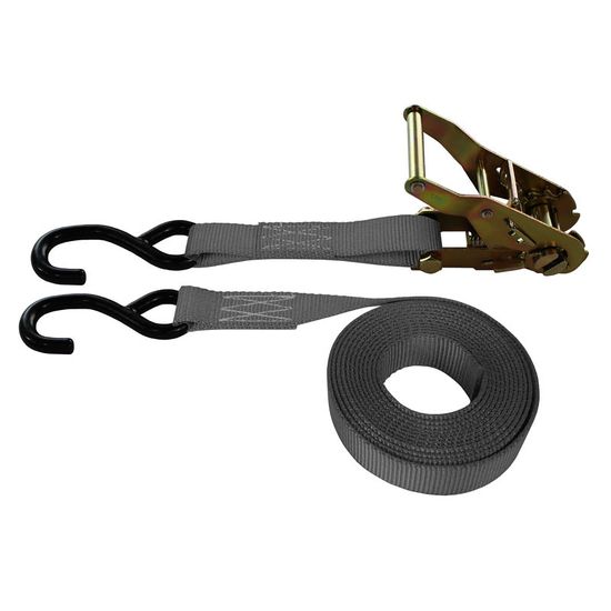 711086G-6 1 x 10 Ratchet Strap with HD S-Hooks - Gray