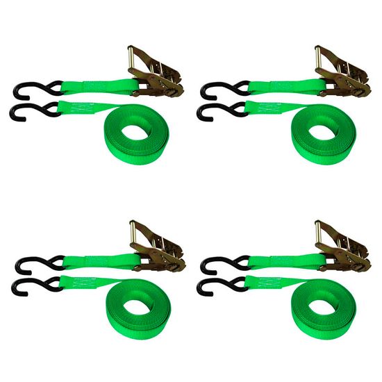 711086LF-PK 1 x 10 Standard Ratchet Strap With S-Hooks 4-Pack - Lime Green