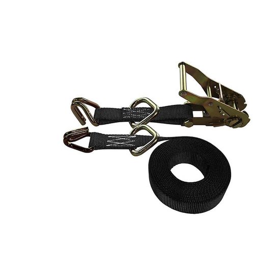 7112-81-45-B-24 1 x 12 Ratchet Strap with Wire Hook D-Ring - Black