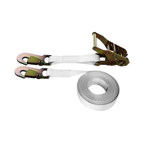 711269N-24 1 x 12 Tent Ratchet Strap Snap Hooks - White