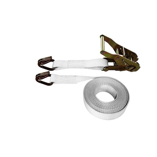 711481N-6 1 x 14 Ratchet Strap With Wire Hooks - White