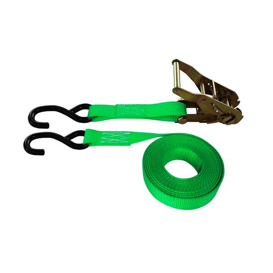 711486LF-6 1 x 14 Ratchet Strap with HD S-Hooks - Lime Green