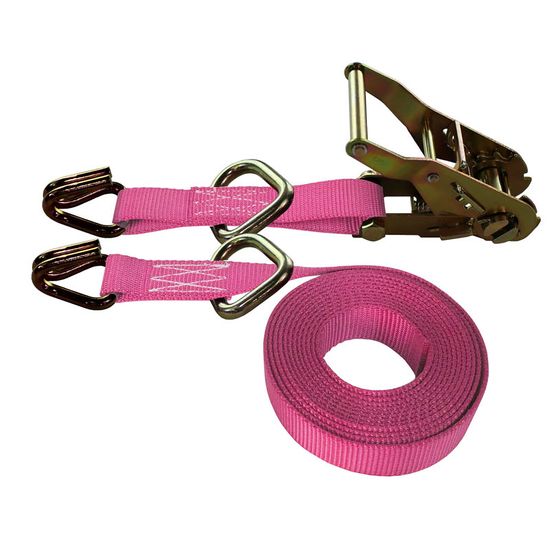 7116-81-45-P-24 1 x 16 Ratchet Strap with Wire Hook D-Ring - Pink