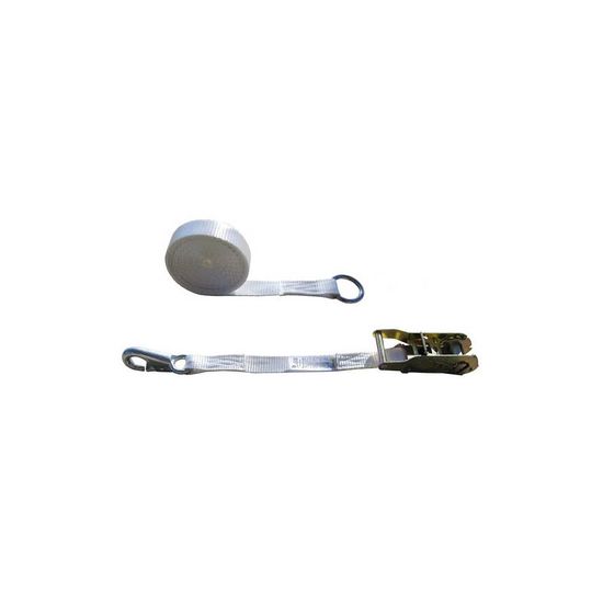 711637-39N-24 1 x 16 Tent Ratchet Strap Bull Nose Snap Hook 15 Round Ring - White