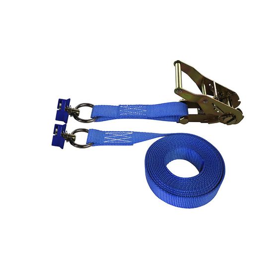 711641BL-6 1 x 16 Ratchet Strap with L-Track Single Studs - Blue