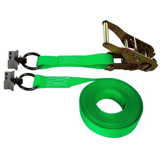 711641LF-6 1 x 16 Ratchet Strap with L-Track Single Studs - Lime Green