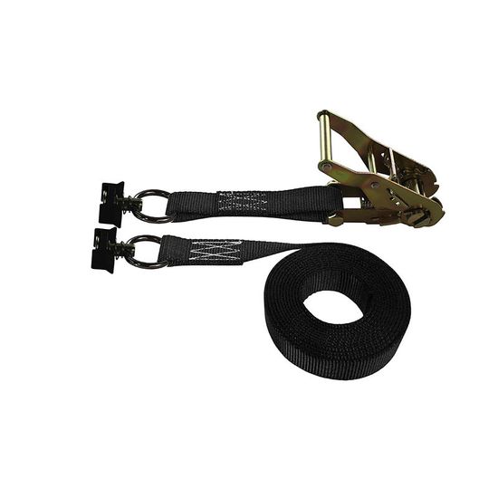 712041B-6 1 x 20 Ratchet Strap with L-Track Single Studs - Black