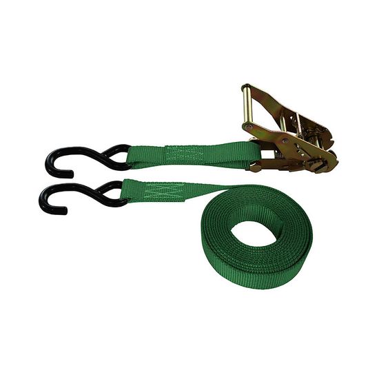 712486F-6 1 x 24 Ratchet Strap with HD S-Hooks - Green