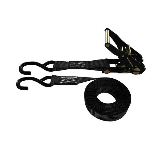 71B1486B-6 1 x 14 Ratchet Strap With HD Vinyl-Coated S Hooks - Black