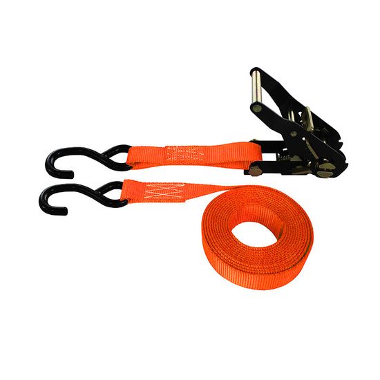 71B2486O-6 1 x 24 Ratchet Strap With HD Vinyl-Coated S Hooks - Orange