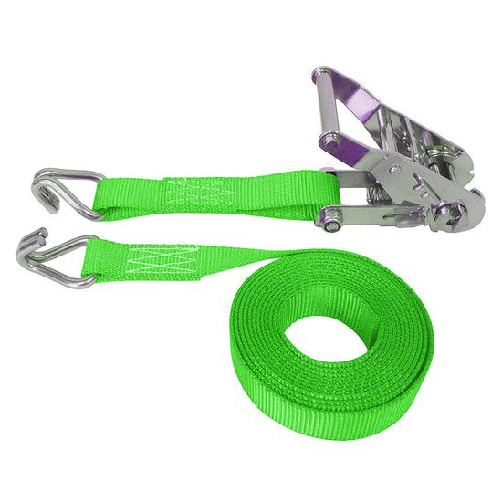 71SS0881SSLF-6 1 x 8 Stainless Steel Ratchet Strap With Stainless Steel Wire Hooks - Lime Green