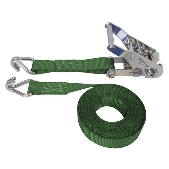 71SS1281SSF-6 1 x 12 Stainless Steel Ratchet Strap With Stainless Steel Wire Hooks - Green