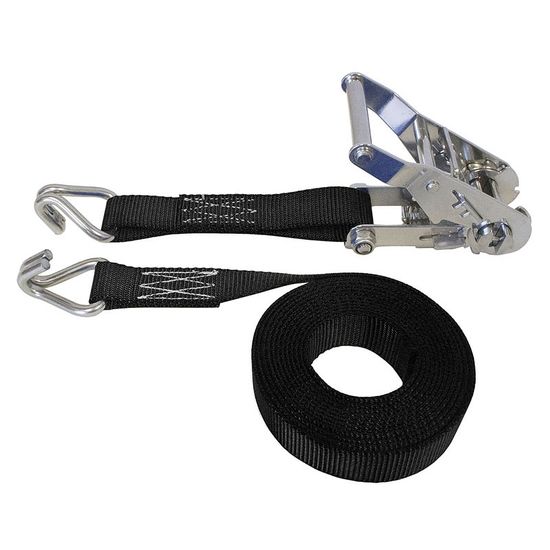 71SS1881SSB-6 1 x 18 Stainless Steel Ratchet Strap With Stainless Steel Wire Hooks - Black