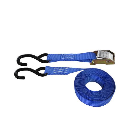 750687BL-6 1 x 6 Cam Buckle Strap with S-Hooks 6 Fixed End - Blue