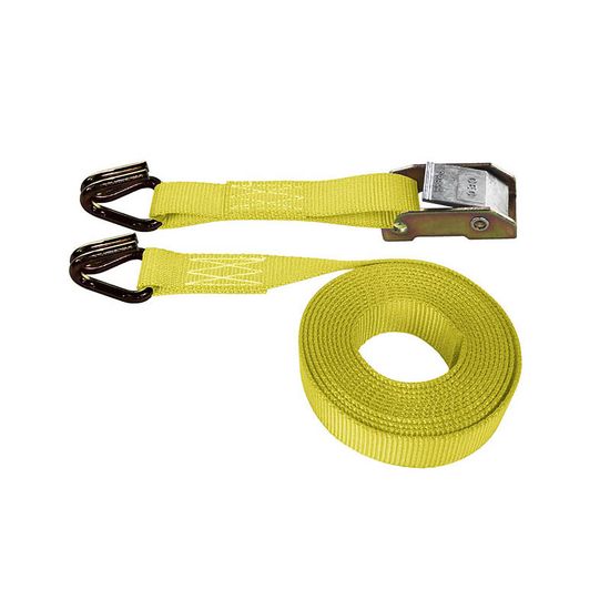 750881Y-6 1 x 8 Cam Buckle Strap with Wire Hooks 6 Fixed End - Yellow