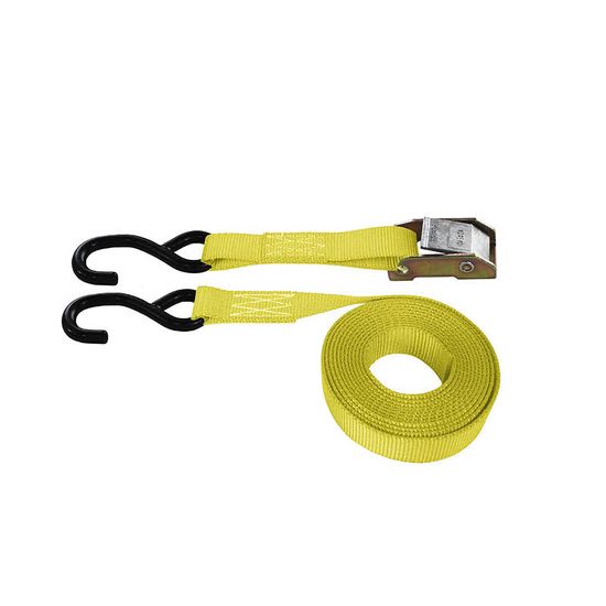 750887Y-12 1 x 8 Cam Buckle Strap with S-Hooks 12 Fixed End - Yellow