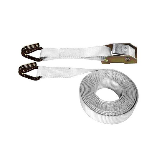 751281N-12 1 x 12 Cam Buckle Strap with Wire Hooks 12 Fixed End - White