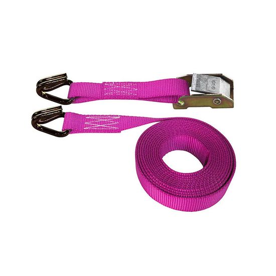 751281P-6 1 x 12 Cam Buckle Strap with Wire Hooks 6 Fixed End - Pink