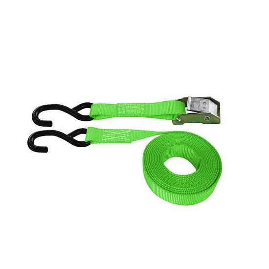 751287LF-12 1 x 12 Cam Buckle Strap with S-Hooks 12 Fixed End - Lime Green