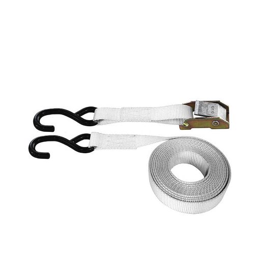751287N-6 1 x 12 Cam Buckle Strap with S-Hooks 6 Fixed End - White