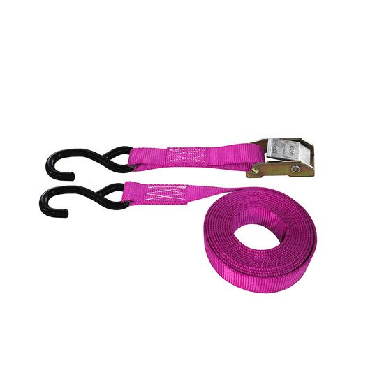 751287P-6 1 x 12 Cam Buckle Strap with S-Hooks 6 Fixed End - Pink