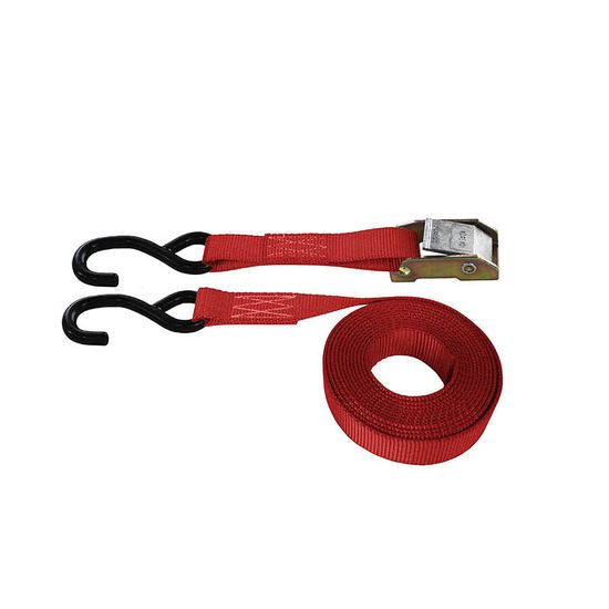 751487R-6 1 x 14 Cam Buckle Strap with S-Hooks 6 Fixed End - Red