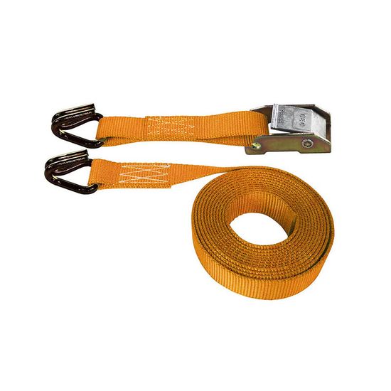 751681O-6 1 x 16 Cam Buckle Strap with Wire Hooks 6 Fixed End - Orange