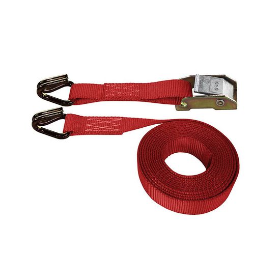 751681R-12 1 x 16 Cam Buckle Strap with Wire Hooks 12 Fixed End - Red