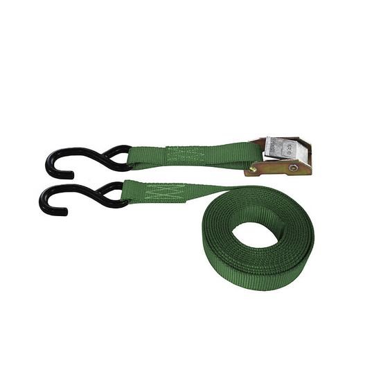 751687F-6 1 x 16 Cam Buckle Strap with S-Hooks 6 Fixed End - Green