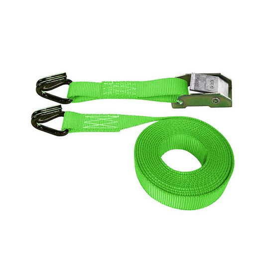 751881LF-6 1 x 18 Cam Buckle Strap with Wire Hooks 6 Fixed End - Lime Green