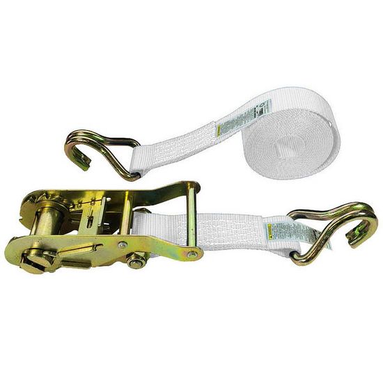 851660N-6 15 x 16 Ratchet Strap With Wire Hooks - White