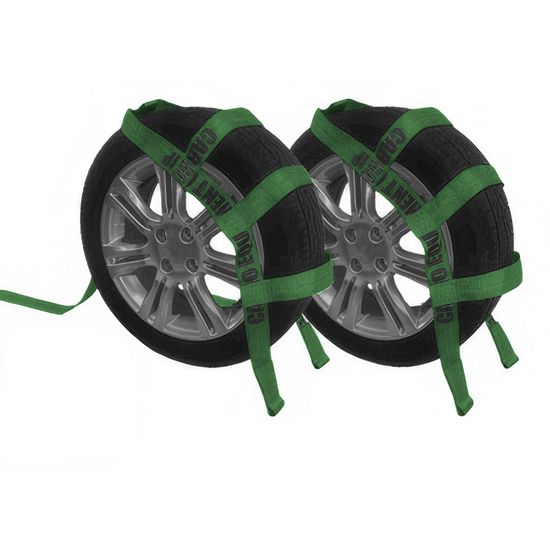 CEWN90F-17-PAIR 2 x 17 Wheel Nets wSewn Loops and 50 Strap End - Green Pair