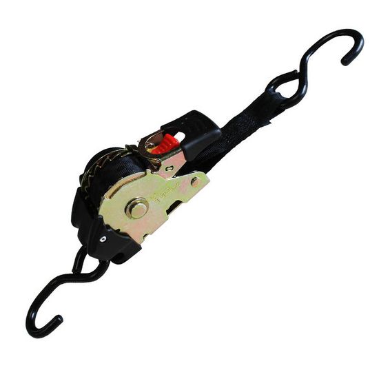 RTD2507-06-SH 1 x 6 Retractable Ratchet with S-Hooks - Black