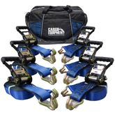 51BR2784BL-12-6PK 2 x 27 Ratchet Straps with Wire Hooks Storage Bag 6 Pack - Blue