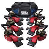 51BR3020R-12-6PK 2 x 30 Ratchet Straps with Flat Hooks Storage Bag 6 Pack - Red
