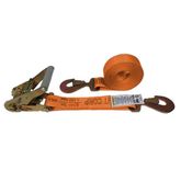 570863O-12 2 x 8 Ratchet Strap with Flat Snap Hooks - Orange