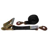 571263B-12 2 x 12 Ratchet Strap with Flat Snap Hooks - Black