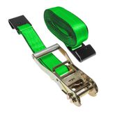 571420HF-12 2 x 14 Ratchet Strap with Flat Hooks - High Visibility Green 1