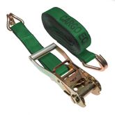 571484F-12 2 x 14 Ratchet Strap with Wire Hooks - Green 1