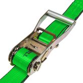 571584HF-12 2 x 15 Ratchet Strap with Wire Hooks - High Visibility Green 2