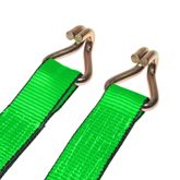 571584HF-12 2 x 15 Ratchet Strap with Wire Hooks - High Visibility Green 3