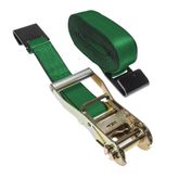 574020F-12 2 x 40 Ratchet Strap with Flat Hooks - Green 1