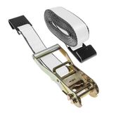 574020N-12 2 x 40 Ratchet Strap with Flat Hooks - White 1
