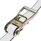 574020N-12 2 x 40 Ratchet Strap with Flat Hooks - White 2