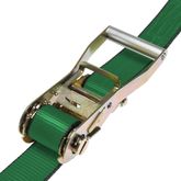 576020F-12 2 x 60 Ratchet Strap with Flat Hooks - Green 2