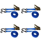 710686BL-PK 1 x 6 Standard Ratchet Strap With S-Hooks 4-Pack - Blue
