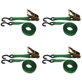 710686F-PK 1 x 6 Standard Ratchet Strap With S-Hooks 4-Pack - Green