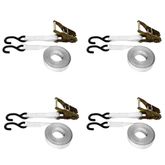711086N-PK 1 x 10 Standard Ratchet Strap With S-Hooks 4-Pack - White