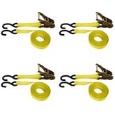 711086Y-PK 1 x 10 Standard Ratchet Strap With S-Hooks 4-Pack - Yellow
